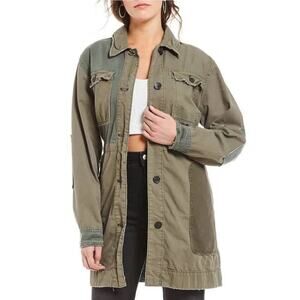 Free People Apollo Women's Jacket Small Cotton Military Patches Boho